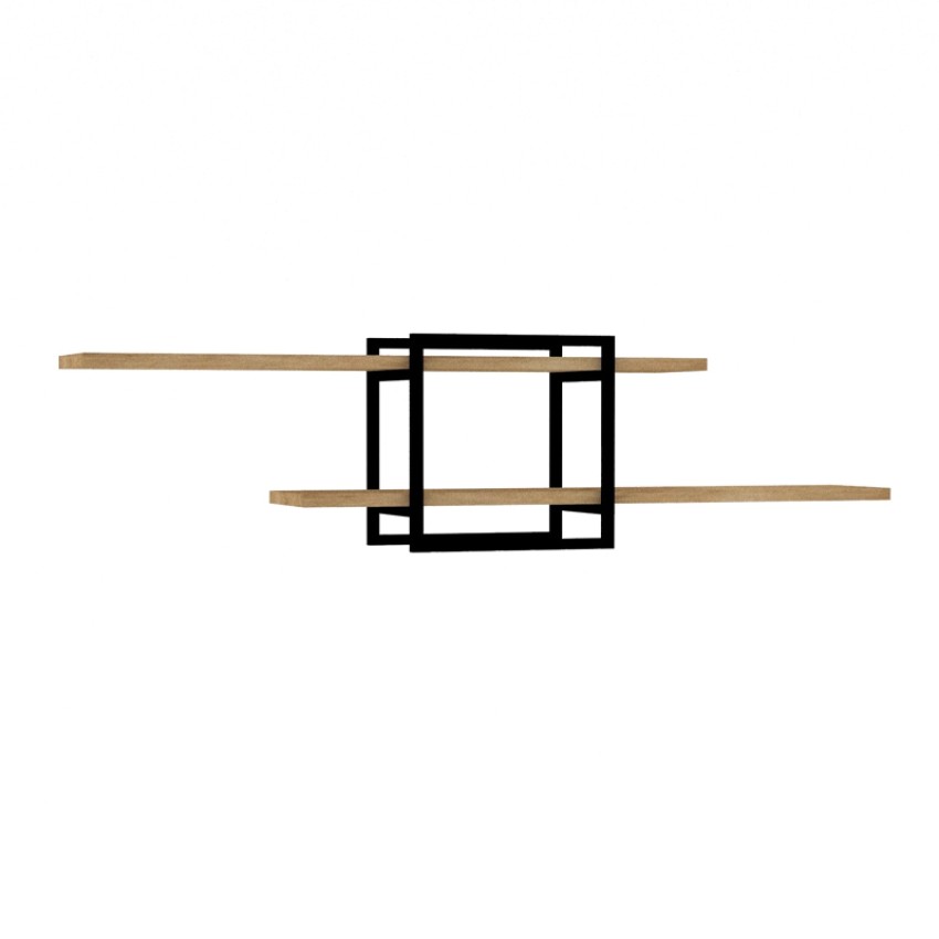 Ραφιέρα τοίχου Mone χρώμα sapphire oak - μαύρο 120x18x30εκ.