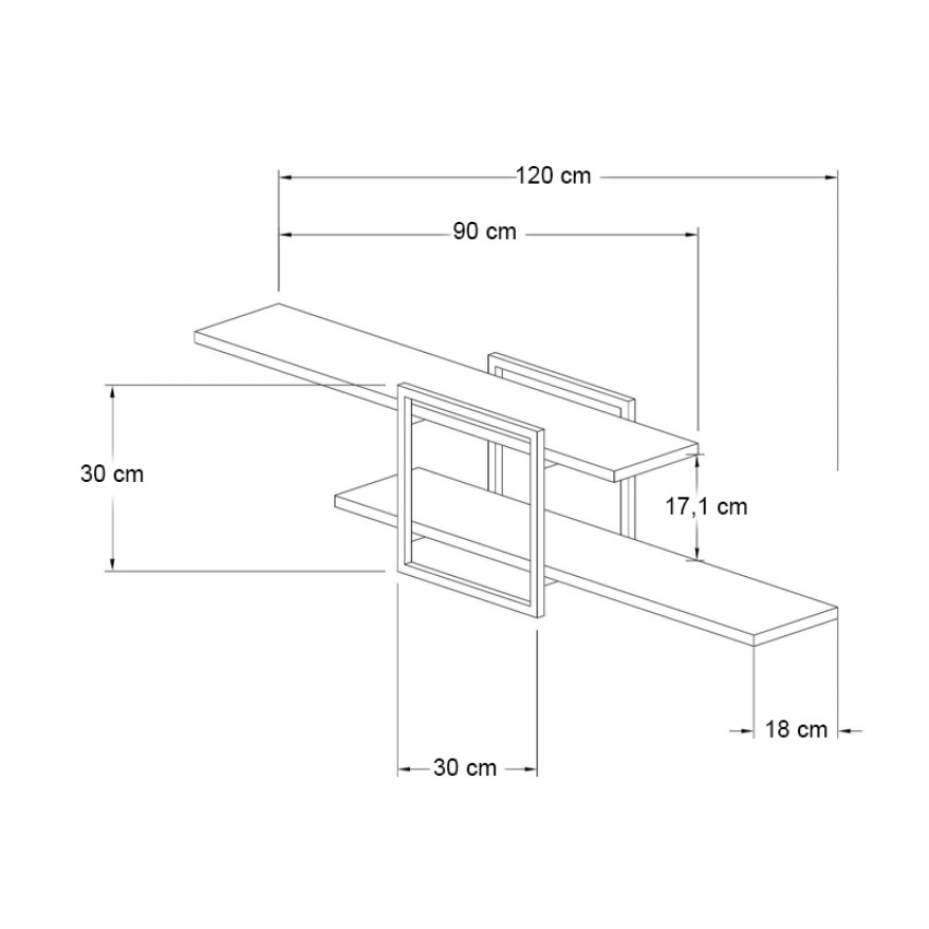 Ραφιέρα τοίχου Mone χρώμα sapphire oak - μαύρο 120x18x30εκ.