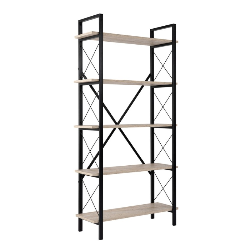 Βιβλιοθήκη Elysian χρώμα travertine - μαύρο 90x33,5x180εκ.