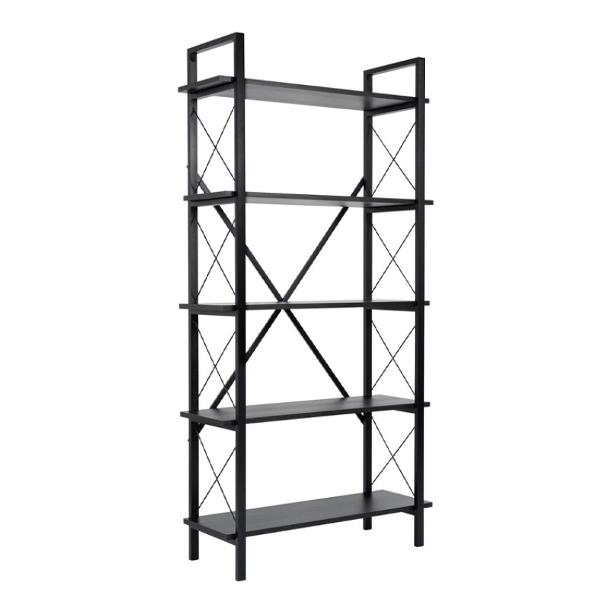 Βιβλιοθήκη Elysian χρώμα μαύρο 90x33,5x180εκ.