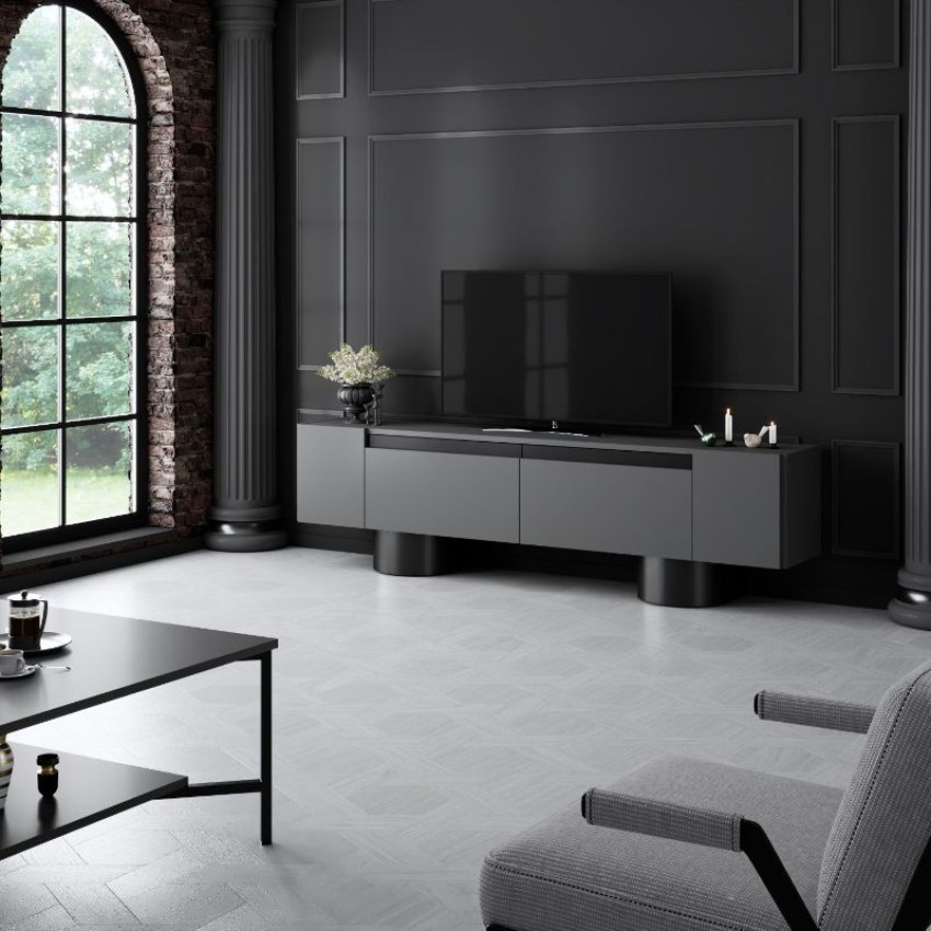 Έπιπλο τηλεόρασης Haven χρώμα ανθρακί 180x30x50εκ.