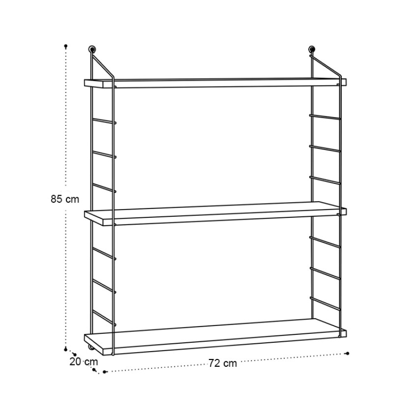 Ραφιέρα τοίχου Armoni χρώμα sapphire oak - καφέ μέταλλο 72x20x85εκ.