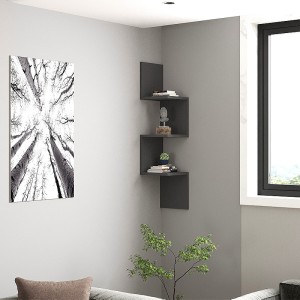 Ραφιέρα τοίχου Zikzak χρώμα ανθρακί 25x25x105,4εκ.