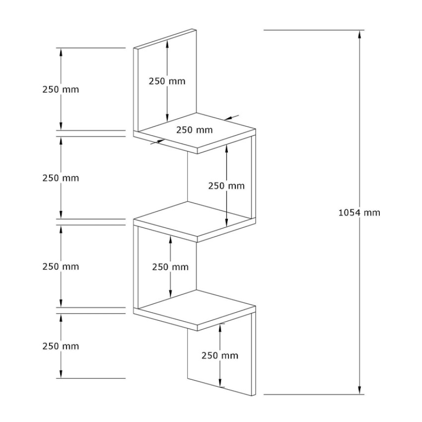 Ραφιέρα τοίχου Zikzak χρώμα sapphire oak 25x25x105,4εκ.