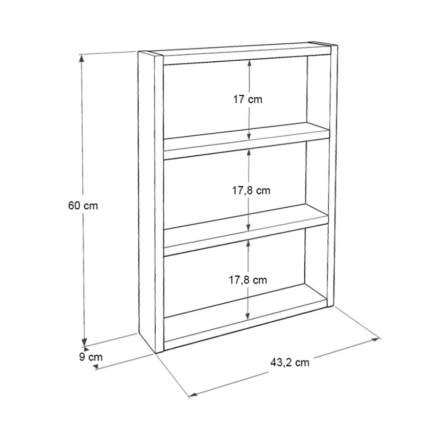 Ραφιέρα τοίχου Prena χρώμα λευκό 43,2x9x60εκ.