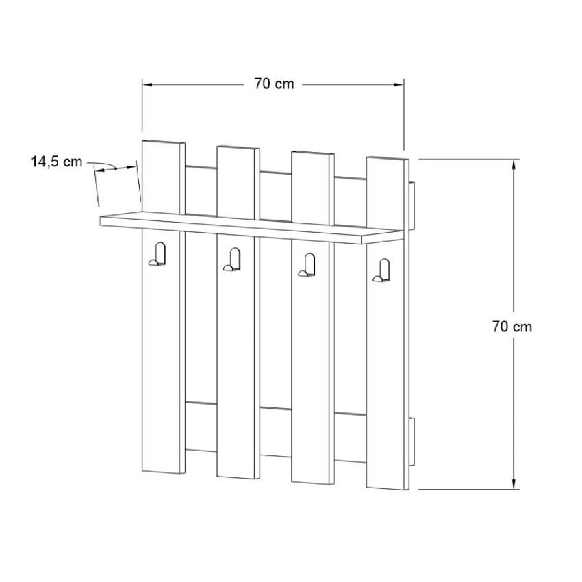 Κρεμάστρα τοίχου Carina χρώμα sapphire oak 70x18x70εκ.