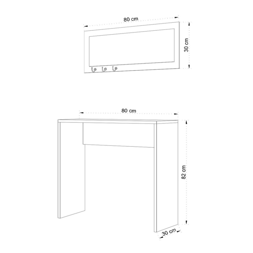 Κονσόλα με καθρέπτη Cosenza χρώμα oak 80x30x82εκ.