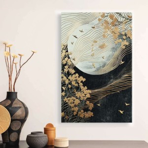 Πίνακας σε καμβά "Golden Moon" ψηφιακής εκτύπωσης 70x100x3εκ.