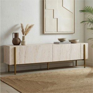 Έπιπλο Τηλεόρασης Nexus Travertine με Χρυσά Πόδια 180x30x45,5εκ.