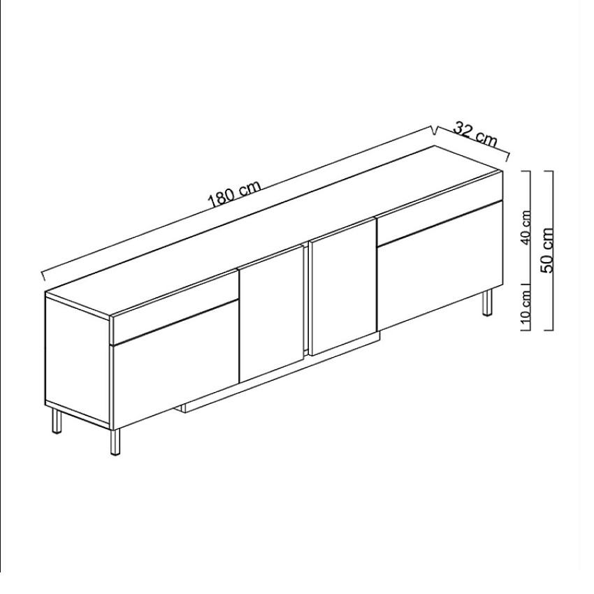 Έπιπλο τηλεόρασης Arlen με Led Rgb χρώμα ανθρακί 180x32x50εκ.