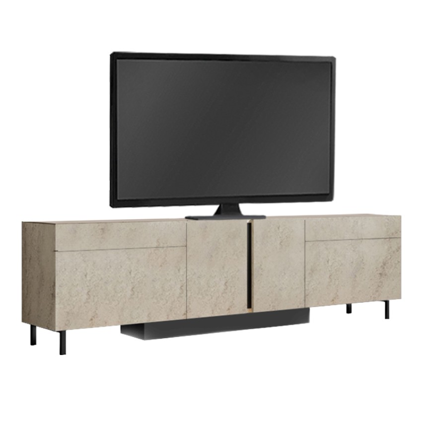 Έπιπλο Τηλεόρασης Arlen με RGB LED Χρώμα Travertine 180x32x50εκ.