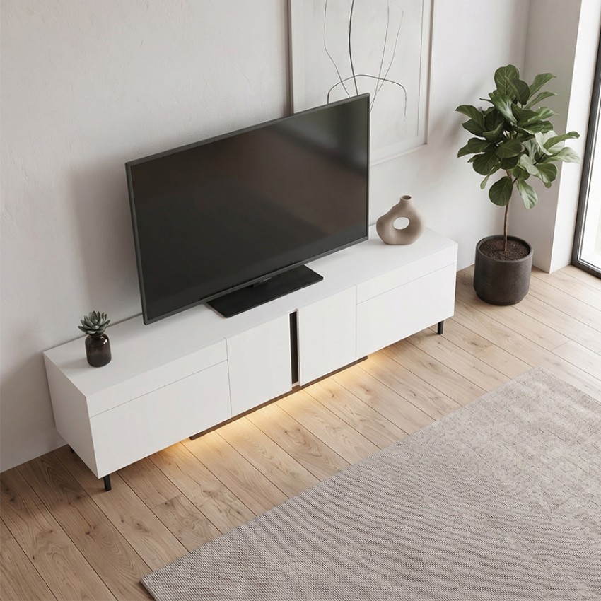 Έπιπλο τηλεόρασης Arlen με Led Rgb χρώμα λευκό 180x32x50εκ.