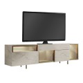 Έπιπλο τηλεόρασης Norm με Led Rgb χρώμα travertine - χρυσό 180x32x55εκ.