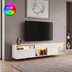 Έπιπλο Τηλεόρασης Norm με RGB LED Λευκό - Χρυσό 180x32x55 εκ.