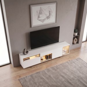 Έπιπλο Τηλεόρασης Norm με RGB LED Λευκό - Χρυσό 180x32x55 εκ.
