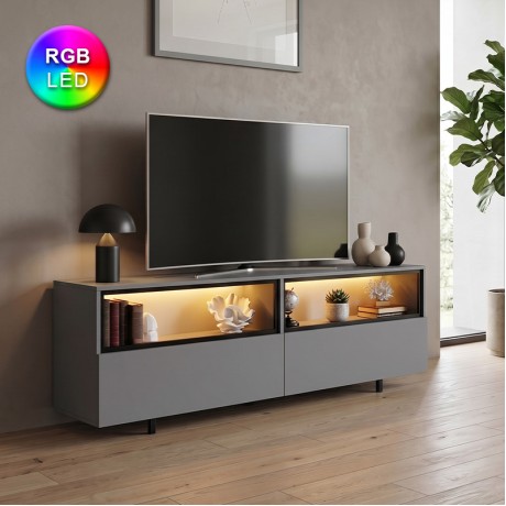 Έπιπλο τηλεόρασης Eco με Led Rgb χρώμα ανθρακί 180x32x67εκ.