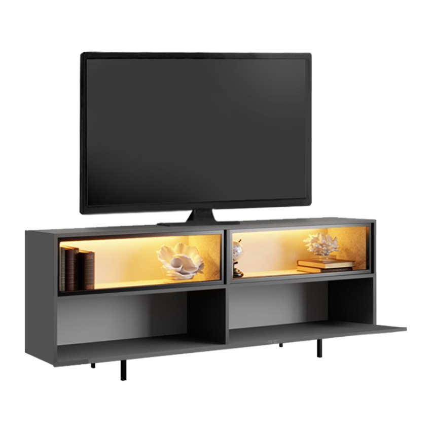 Έπιπλο τηλεόρασης Eco με Led Rgb χρώμα ανθρακί 180x32x67εκ.