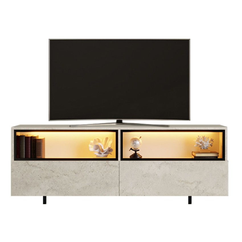 Έπιπλο τηλεόρασης Eco με Led Rgb χρώμα travertine 180x32x67εκ.