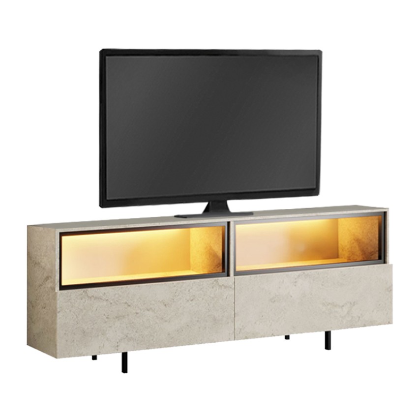 Έπιπλο τηλεόρασης Eco με Led Rgb χρώμα travertine 180x32x67εκ.