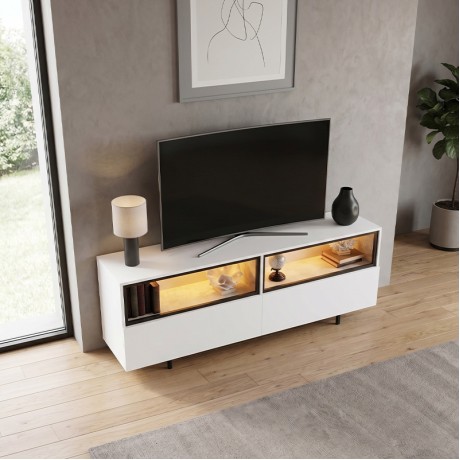 Έπιπλο τηλεόρασης Eco με Led Rgb χρώμα λευκό 180x32x67εκ.