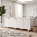 Μπουφές Bohemian λευκό φυσικό οξιάς 180x40x75 εκ. με πόδια