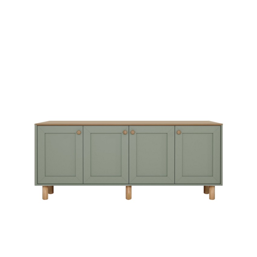 Μπουφές Bohemian πράσινο φυσικό οξιάς 180x40x75 εκ. για σαλόνι και τραπεζαρία