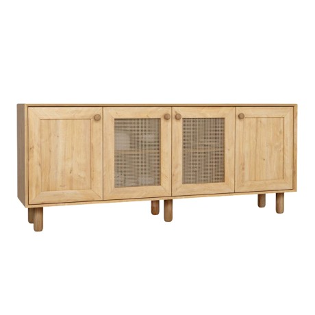 Μπουφές Bohemian Φυσικό Οξιάς με Rattan 180x40x75 εκ.