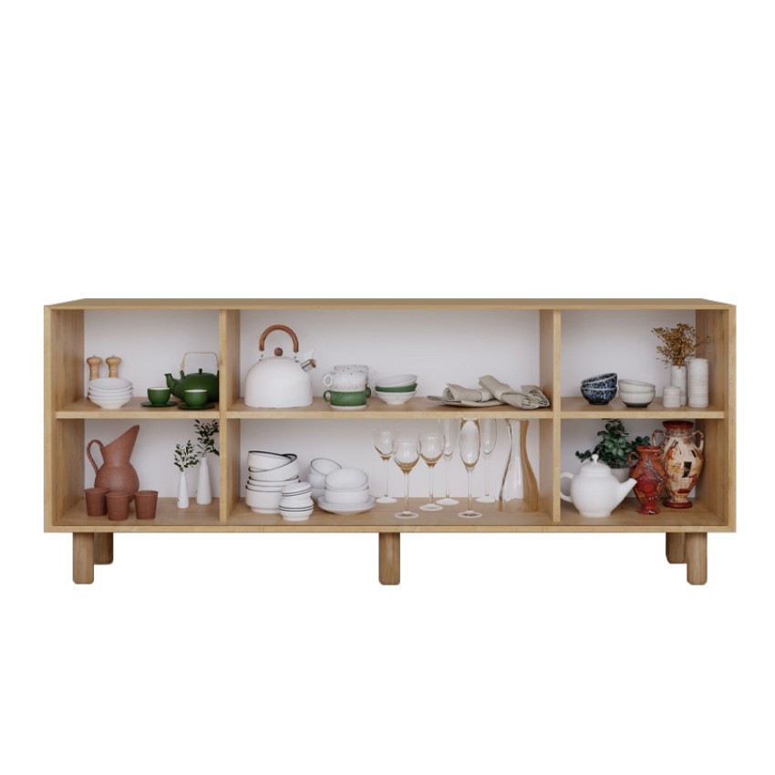 Μπουφές Bohemian Φυσικό Οξιάς με Rattan 180x40x75 εκ.