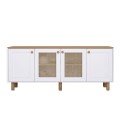 Μπουφές Bohemian Λευκό - Φυσικό Οξιάς με Rattan 180x40x75 εκ.