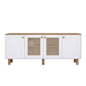 Μπουφές Bohemian Λευκό - Φυσικό Οξιάς με Rattan 180x40x75 εκ.