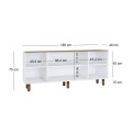 Μπουφές Bohemian Λευκό - Φυσικό Οξιάς με Rattan 180x40x75 εκ.