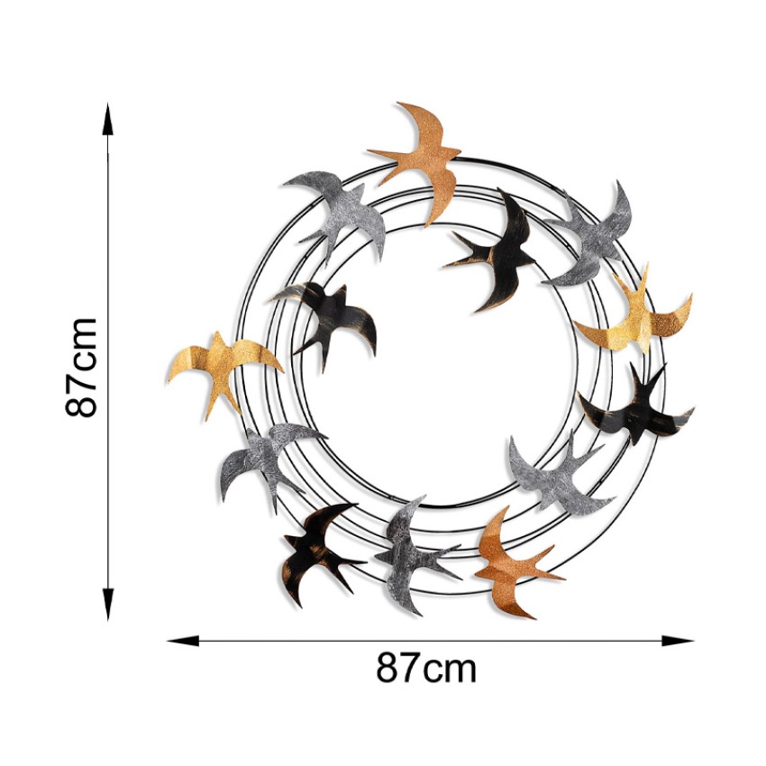 Διακοσμητικό τοίχου Spiral Flock μεταλλικό χρώμα μαύρο - bronze - ασημί 87x87εκ.