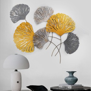 Διακοσμητικό τοίχου Metal Flower μεταλλικό χρώμα bronze - ασημί 75x100εκ.
