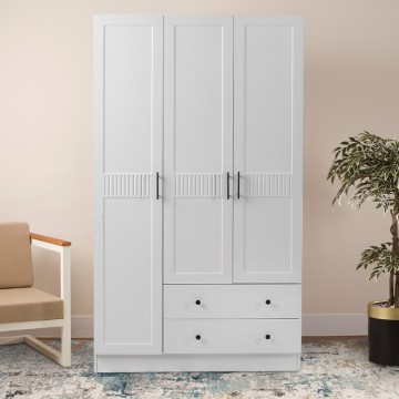 Ντουλάπα ρούχων Jenna τρίφυλλη χρώμα λευκό 105x50x182εκ.