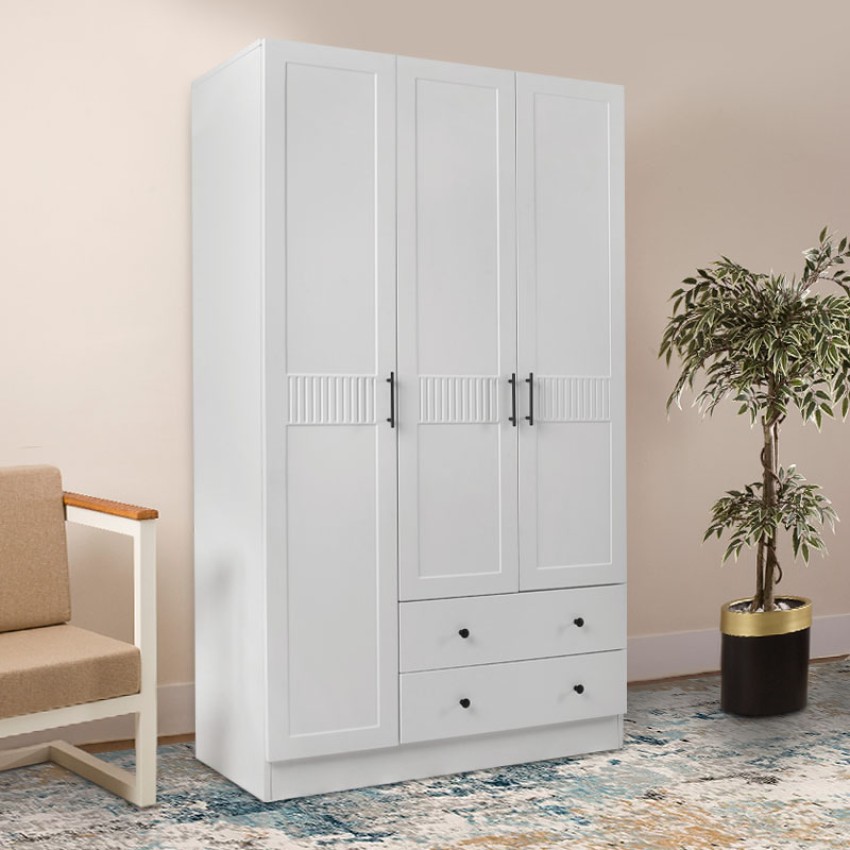 Ντουλάπα ρούχων Jenna τρίφυλλη χρώμα λευκό 105x50x182εκ.