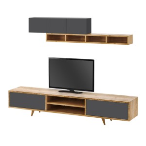 Σύνθεση τηλεόρασης Serine χρώμα sapphire oak - ανθρακί 170x37x45εκ.