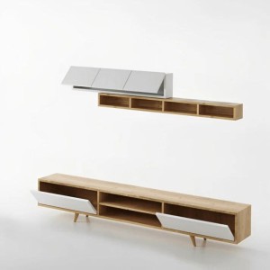 Σύνθεση τηλεόρασης Serine χρώμα λευκό - sapphire oak 170x37x45εκ.