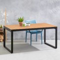 Τραπέζι κήπου Poseidon μέταλλο - ξύλο χρώμα μαύρο - καρυδί 180x92x75εκ.