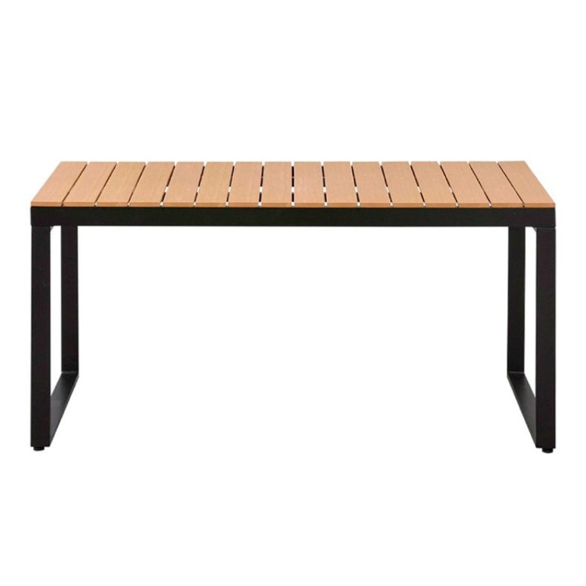 Τραπέζι κήπου Poseidon μέταλλο - ξύλο χρώμα μαύρο - καρυδί 180x92x75εκ.