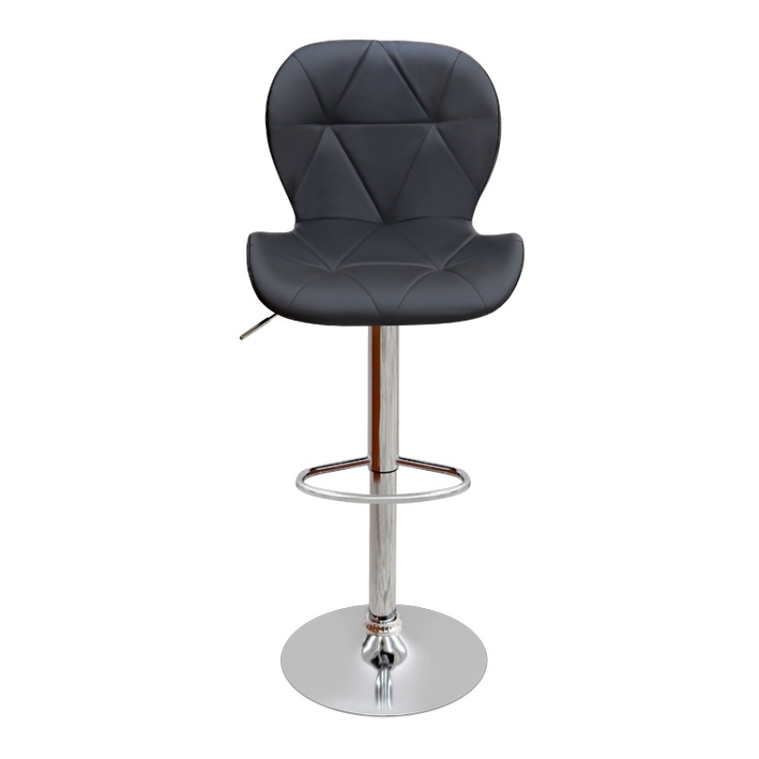 Σκαμπό μπαρ Dolores με ρυθμιζόμενο ύψος PU μαύρο - βάση χρωμίου 45,5x38x89/109εκ.