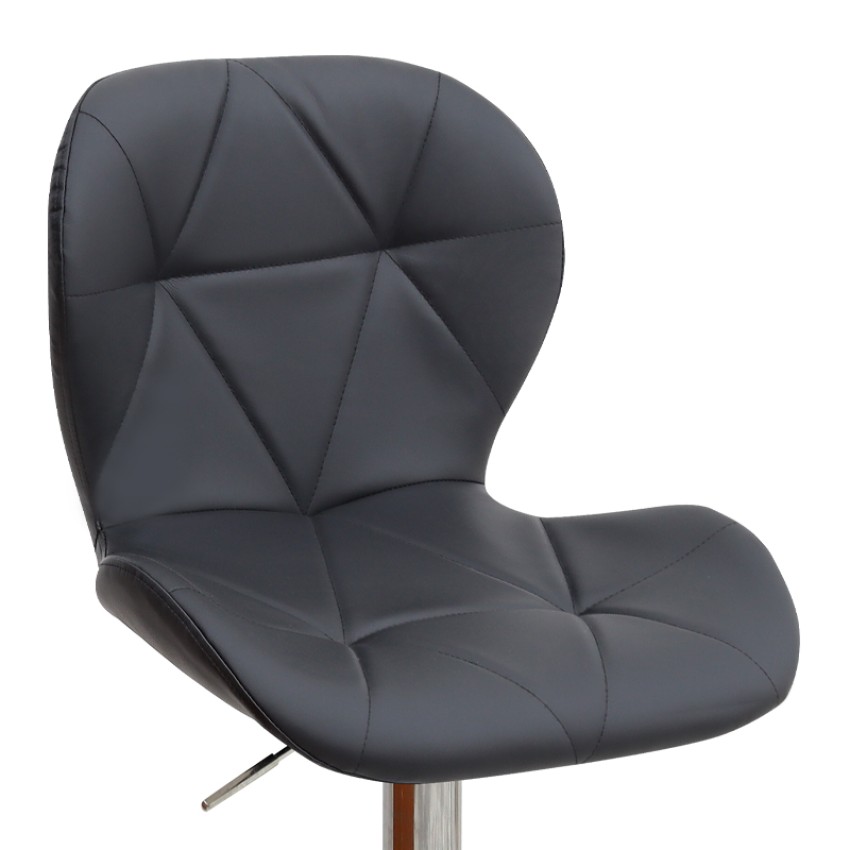 Σκαμπό μπαρ Dolores με ρυθμιζόμενο ύψος PU μαύρο - βάση χρωμίου 45,5x38x89/109εκ.