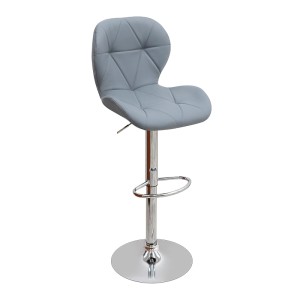 Σκαμπό μπαρ Dolores με ρυθμιζόμενο ύψος PU γκρι - βάση χρωμίου 45,5x38x89/109εκ.