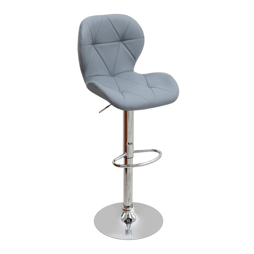 Σκαμπό μπαρ Dolores με ρυθμιζόμενο ύψος PU γκρι - βάση χρωμίου 45,5x38x89/109εκ.