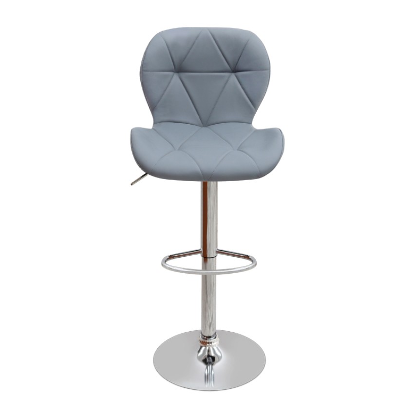 Σκαμπό μπαρ Dolores με ρυθμιζόμενο ύψος PU γκρι - βάση χρωμίου 45,5x38x89/109εκ.