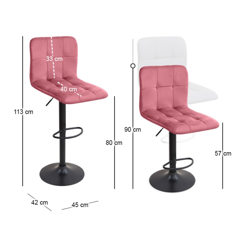 Σκαμπό μπαρ Carmelo με ρυθμιζόμενο ύψος βελούδο σάπιο μήλο - βάση μαύρο ματ 45x42x90/113εκ. Σκαμπό μπαρ Carmelo με ρυθμιζόμενο ύψος βελούδο σάπιο μήλο - βάση μαύρο ματ 45x42x90/113εκ.
