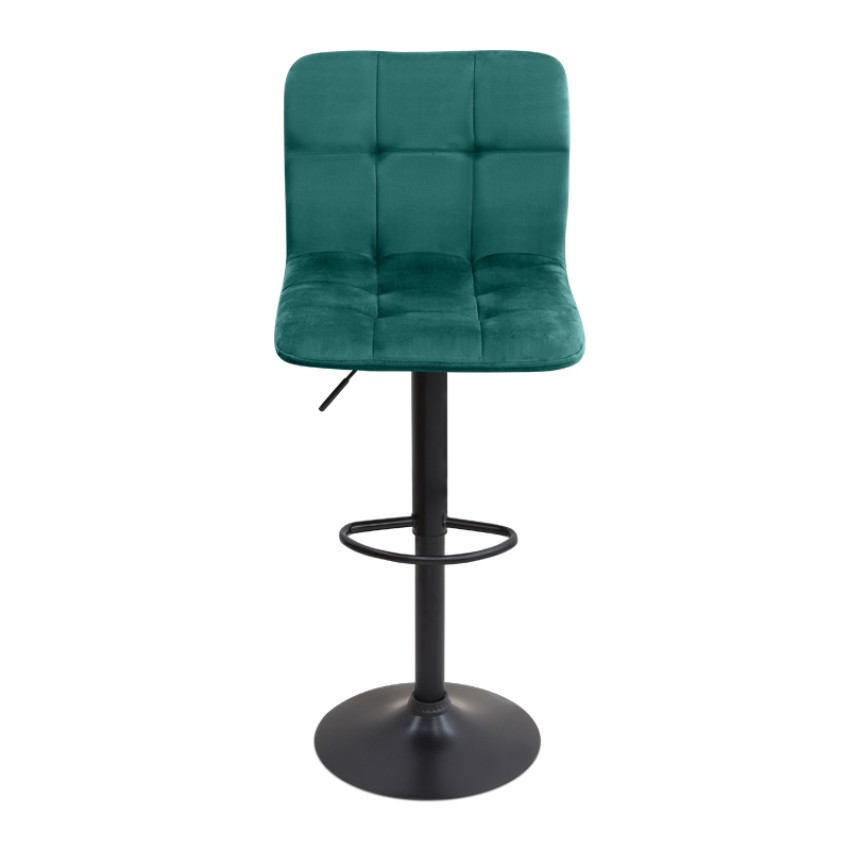 Σκαμπό μπαρ Carmelo με ρυθμιζόμενο ύψος βελούδο κυπαρισσί - βάση μαύρο ματ 45x42x90/113εκ.