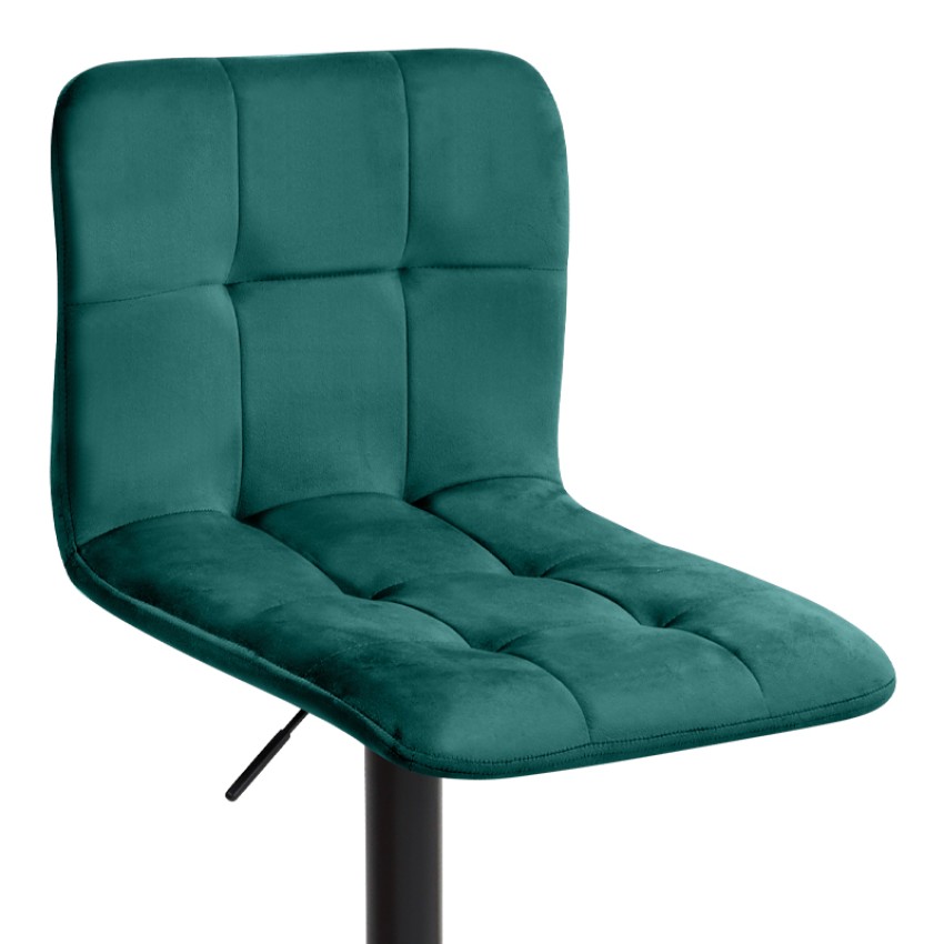 Σκαμπό μπαρ Carmelo με ρυθμιζόμενο ύψος βελούδο κυπαρισσί - βάση μαύρο ματ 45x42x90/113εκ.