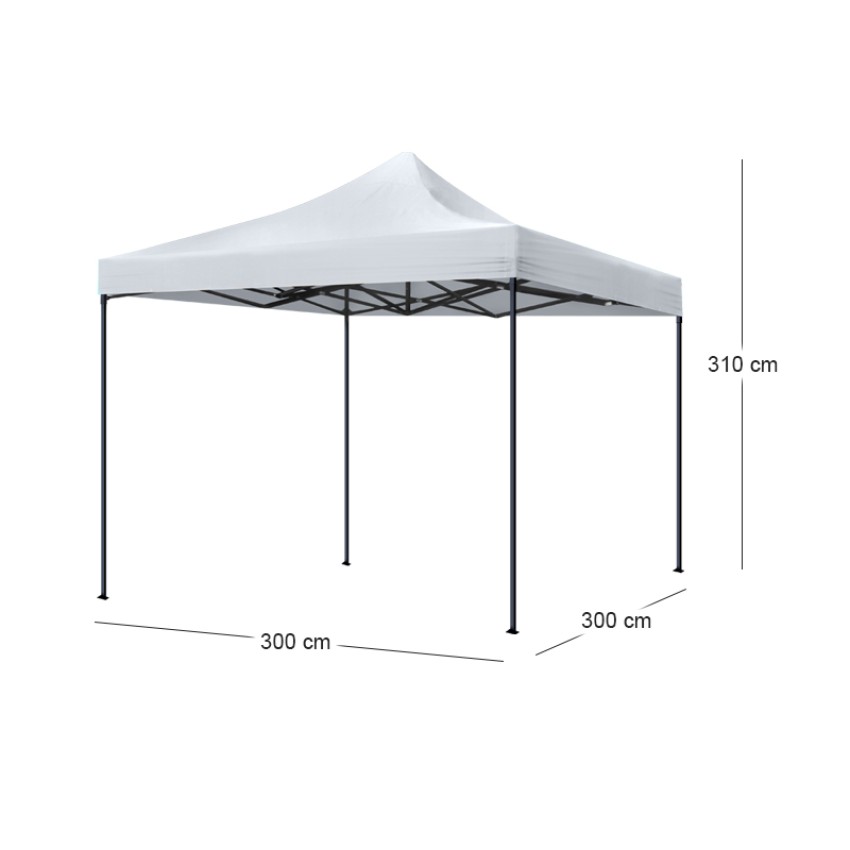 Κιόσκι - Gazebo Bari πτυσσόμενο μεταλλικός σκελετός - αδιάβροχο ύφασμα χρώμα λευκό 3x3x3,10m.