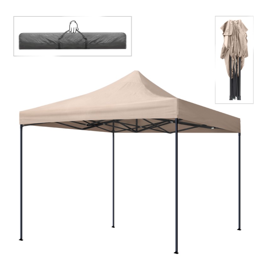 Κιόσκι - Gazebo Bari πτυσσόμενο μεταλλικός σκελετός - αδιάβροχο ύφασμα χρώμα της άμμου 3x3x3,10m.
