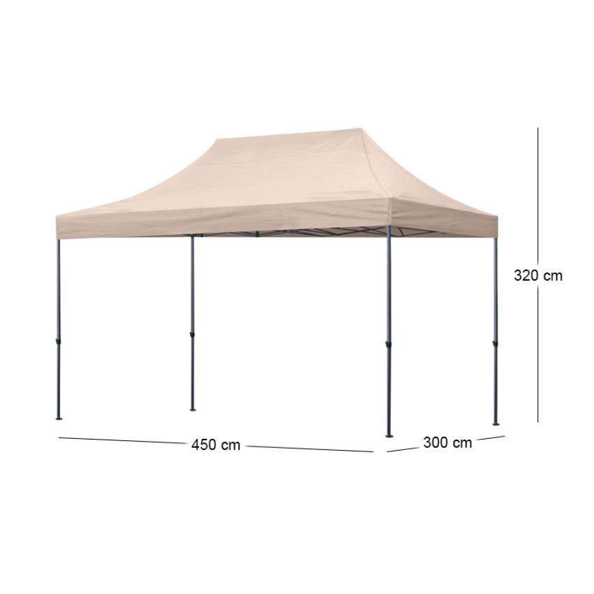 Κιόσκι - Gazebo Bari πτυσσόμενο μεταλλικός σκελετός - αδιάβροχο ύφασμα χρώμα της άμμου 3x4,5x3,20m.